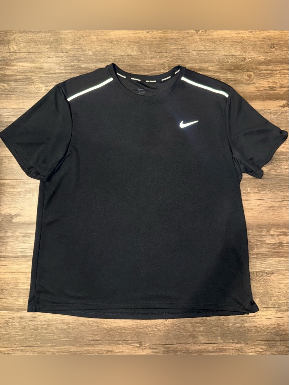 Nike Black Short-Sleeve Athletic Tee with White Reflective Accents